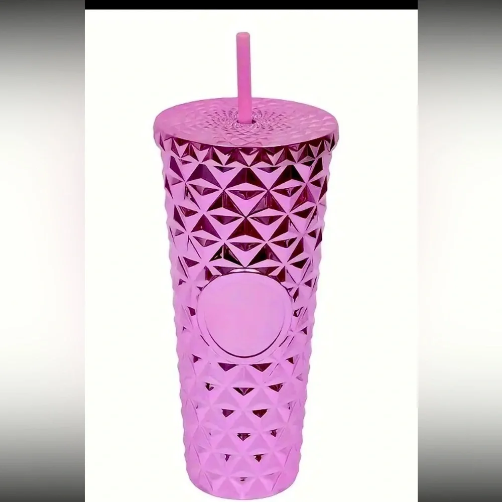 SHINY STUDDED TUMBLER WITH LID AND STRAW 710ML/24OZ